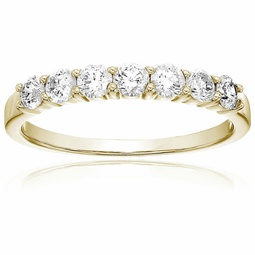 1/2 cttw 7 stone diamond wedding band 14k white or yellow gold prong set round