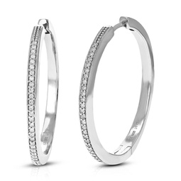 1/5 cttw round lab grown diamond hoop earrings made with .925 sterling silver prong setting size 1 inch