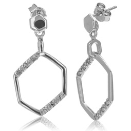 1/5 cttw diamond dangle earrings .925 sterling silver with rhodium plating
