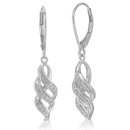 1/10 cttw round lab grown diamond dangle earrings .925 sterling silver prong set 1 1/4 inch