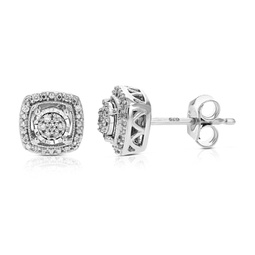 1/10 cttw round cut lab grown diamond stud earrings .925 sterling silver prong set