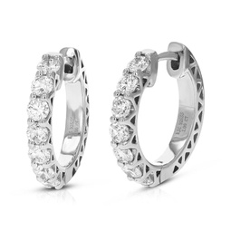 1 cttw 14 stones si2-i1 clarity round cut lab grown diamond hoop earrings prong set on .925 sterling silver