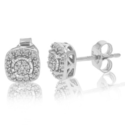 1/8 cttw round cut lab grown diamond stud earrings made in .925 sterling silver prong set
