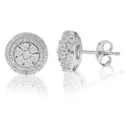 1/6 cttw round lab grown diamond stud earrings crafted in .925 sterling silver prong set