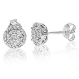 1/6 cttw round lab grown diamond stud earrings made in .925 sterling silver prong set