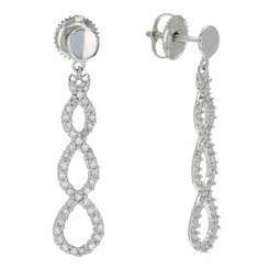 1/2 cttw diamond infinity earrings dangle drop 10k white gold 1.20 inch
