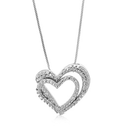 1/14 cttw lab grown diamond heart pendant necklace .925 sterling silver 1/2 inch with 18 inch chain, size 1/2 inch