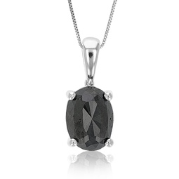 4 cttw oval shape black diamond pendant necklace sterling silver with chain