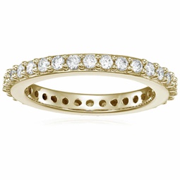 1 cttw diamond eternity ring for women, wedding band in 14k yellow gold prong set