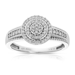1/4 cttw round lab grown diamond engagement ring for women .925 sterling silver prong set