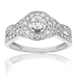3/4 cttw diamond halo round wedding engagement ring 14k white gold bridal ring