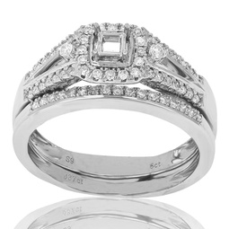 1/3 cttw diamond semi mount bridal set with center princess silver