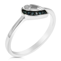 1/20 cttw blue diamond pear ring .925 sterling silver with rhodium