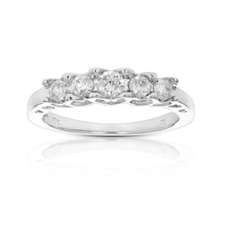 1/2 cttw 5 stone diamond engagement ring 10k white gold wedding bridal