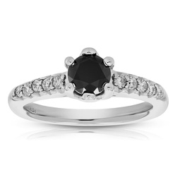 1.15 cttw black and white diamond engagement ring 14k white gold bridal