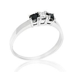 1/4 cttw 3 stone princess black diamond engagement ring 14k white gold