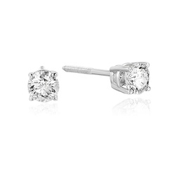 1/4 cttw si1-si2 clarity ags certified diamond stud earrings 14k white gold