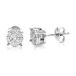 1/4 cttw round cut lab grown diamond stud earrings in .925 sterling silver prong set