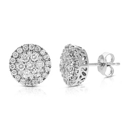 1 cttw round cut lab grown diamond stud earrings in .925 sterling silver prong set