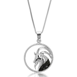 pick your zodiac month! sterling silver zodiac pendant 1/8 cttw black diamond
