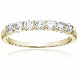 3/4 cttw diamond wedding band for women in 14k yellow gold 7 stones prong set