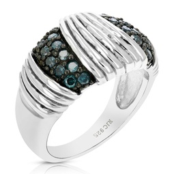 0.55 cttw blue diamond ring .925 sterling silver with rhodium plating