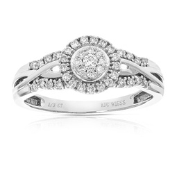 1/4 cttw round cut lab grown diamond prong set engagement ring for women .925 sterling silver