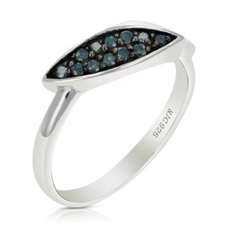 1/5 cttw blue diamond ring .925 sterling silver with rhodium plating