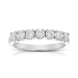 1 cttw diamond wedding band 14k white gold 7 stones prong-set round