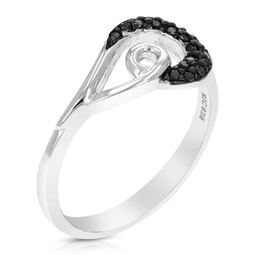 1/5 cttw black diamond ring .925 sterling silver with rhodium plating