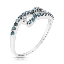 2/5 cttw blue diamond ring fashion round 10k white gold