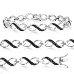 sterling silver black diamond bracelet (1 ct) infinity style