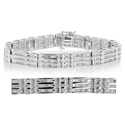 2.25 cttw mens diamond bracelet .925 sterling silver with rhodium 8 inch 15 grams