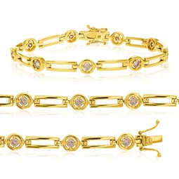 1 cttw champagne diamond bracelet in yellow gold plated .925 sterling silver