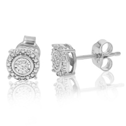 1/10 cttw round lab grown diamond stud round earrings .925 sterling silver stylish design prong setting