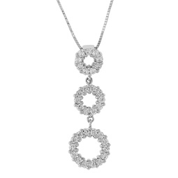 5/8 cttw diamond pendant, diamond 3 stone cluster pendant necklace for women in 18k white gold with 18 inch chain, prong setting