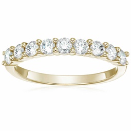 3/4 cttw diamond wedding band 14k white or yellow gold 9 stones round prong set bridal