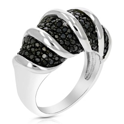 1.30 cttw black diamond ring .925 sterling silver with rhodium plating
