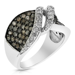1.55 cttw champagne and white diamond ring .925 sterling silver rhodium