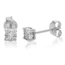 1/10 cttw round cut lab grown diamond prong set stud earrings in .925 sterling silver