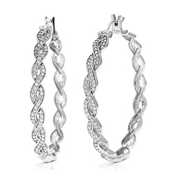 1/4 cttw round lab grown diamond hoop earrings for her.925 sterling silver prong set