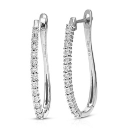 1/10 cttw round lab grown diamond prong set hoop earrings in .925 sterling silver 1 inch