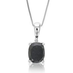 3 cttw oval shape black diamond pendant necklace sterling silver with chain