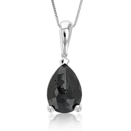 2.50 cttw pear shape black diamond pendant necklace sterling silver with chain