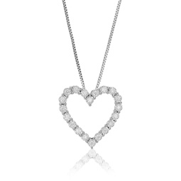 1/4 cttw lab grown diamond heart pendant necklace .925 sterling silver 2/3 inch with 18 inch chain
