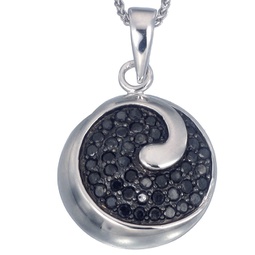 0.55 cttw black diamond pendant necklace .925 sterling silver with rhodium