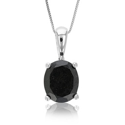 5 cttw oval shape black diamond pendant necklace sterling silver with chain