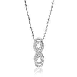 1/10 cttw lab grown round cut diamond infinity pendant necklace .925 sterling silver 1/10 inch with 18 inch chain