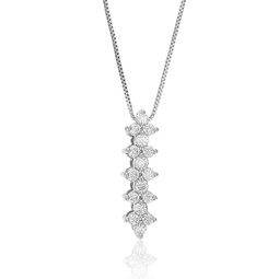 1/4 cttw lab grown diamond drop pendant necklace .925 sterling silver 2/3 inch with 18 inch chain
