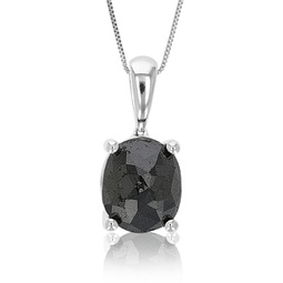 3.50 cttw oval shape black diamond pendant necklace sterling silver with chain